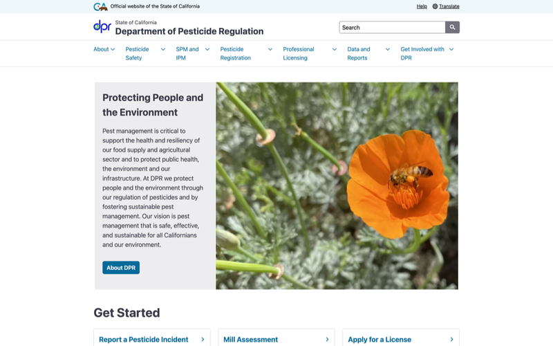 Thumbnail of CA Department of Pesticide Regulation project